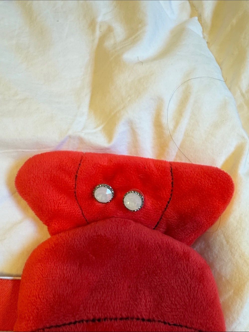 Red Plush Headband with Gem Accents